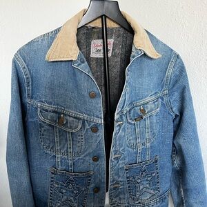 Vintage 90’s Lee Storm Rider denim jacket blanket lining unique Sz Small